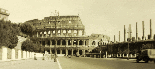 Colosseum During the war and today
