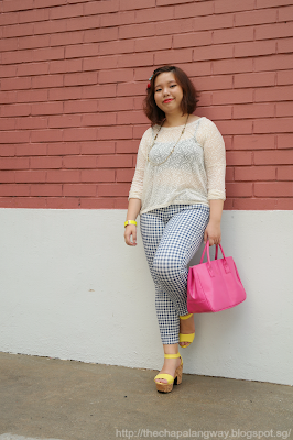 print matching, prints on prints, uniqlo pants, gingham pants, plus size fashion, esprit top, sunday style showdown, ootd, wearing prints, outfit ideas