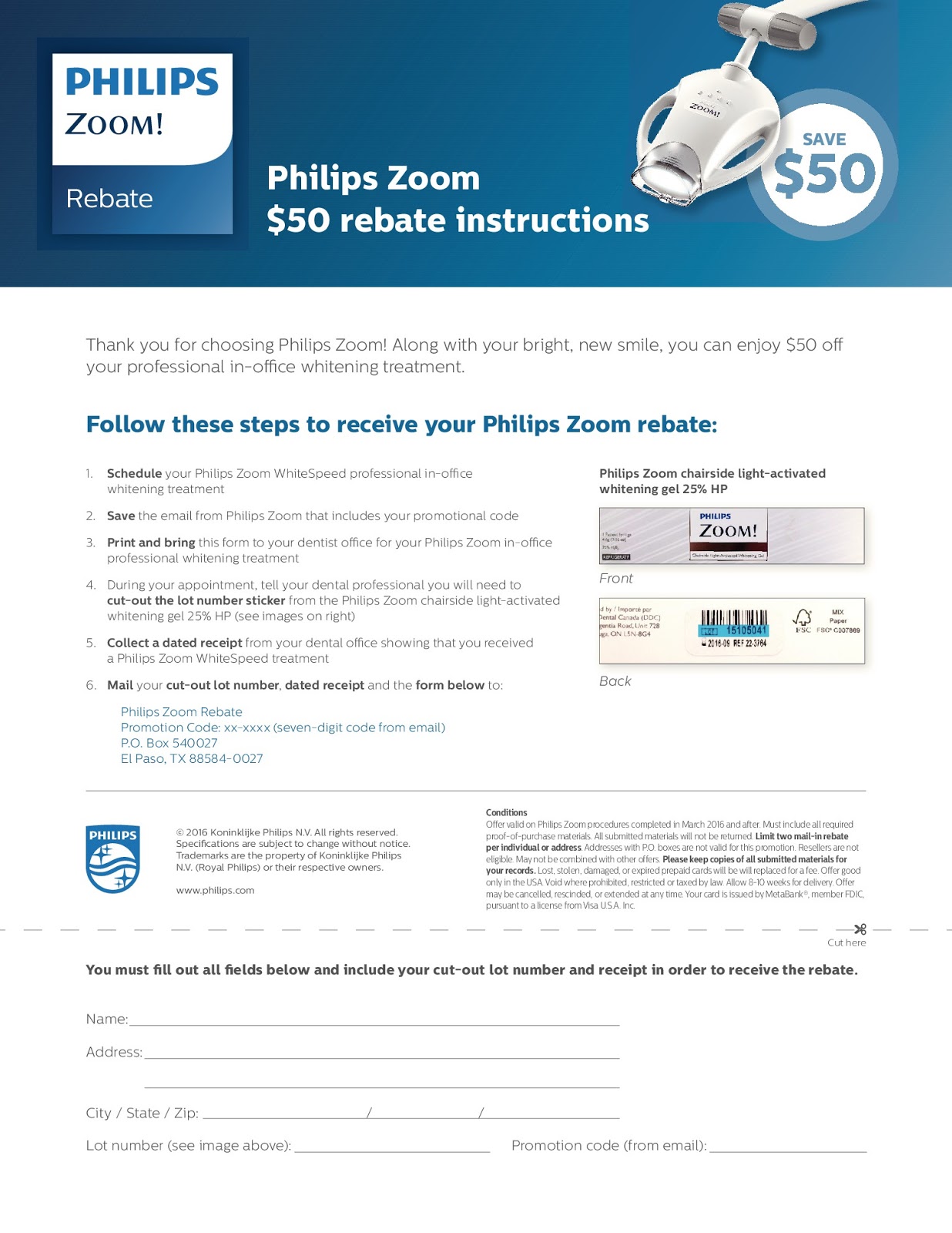 Philips Zoom 50 Rebate