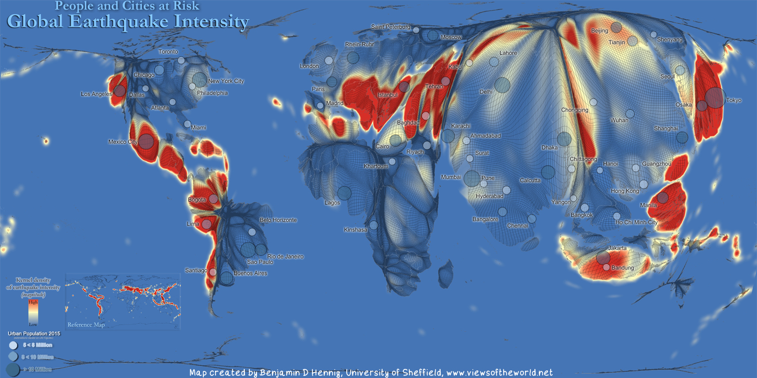 Global earthquake intensity.