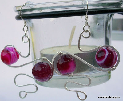Fuchsia and Sterling Silver earrings (wire wrapping) :: All Pretty Things