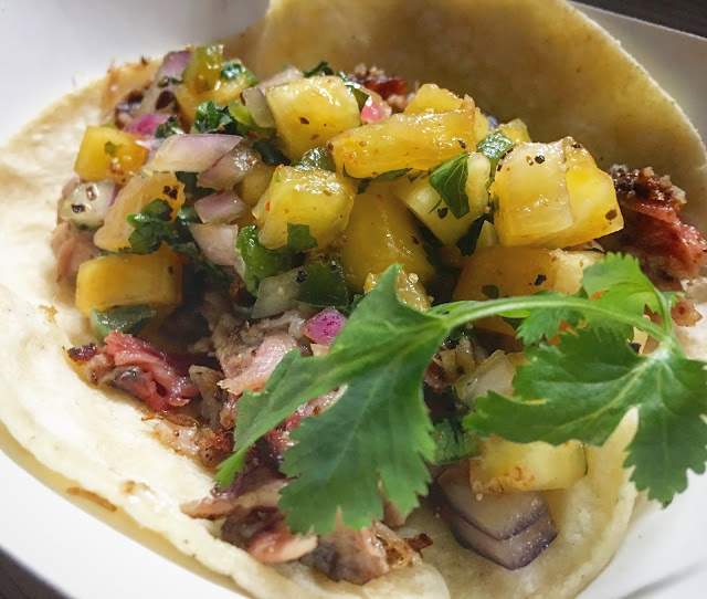 The Chuck Norris Taco: Pulled Pork, Red Onion and Pineapple Chutney