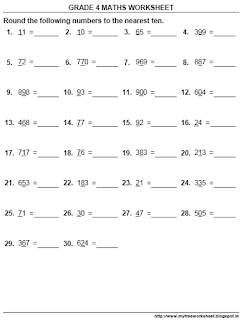 My Free Worksheet: Printable Worksheet for Grade 4 maths Rounding near ...