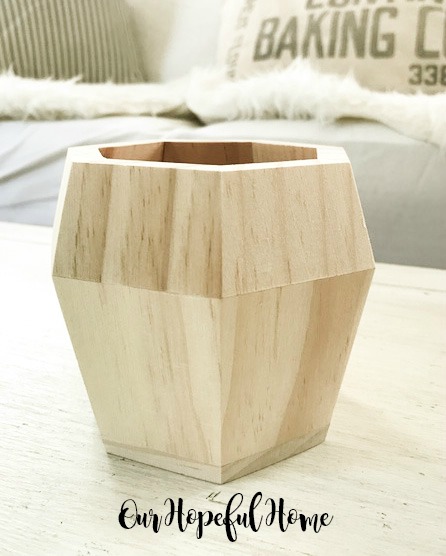 hexagonal wooden vase succulent container