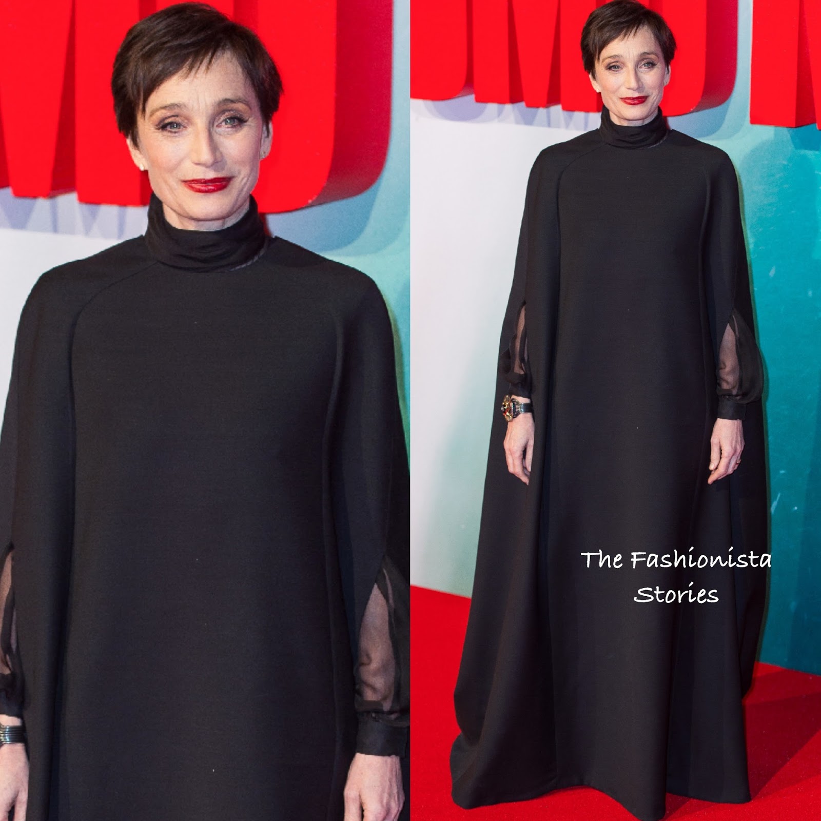 Kristin Scott Thomas in Valentino Couture at the 'Tomb Raider' London