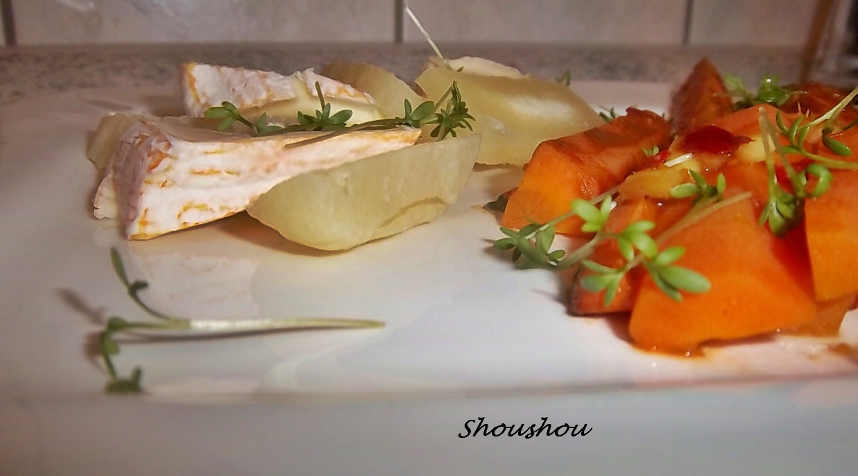 Ingwer-Chili-Möhren mit Camembert und Harzer Käse