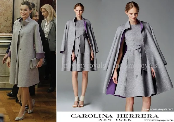 Queen Letizia wore Carolina Herrera  dress and coat from-Fall 2016 2016 collection