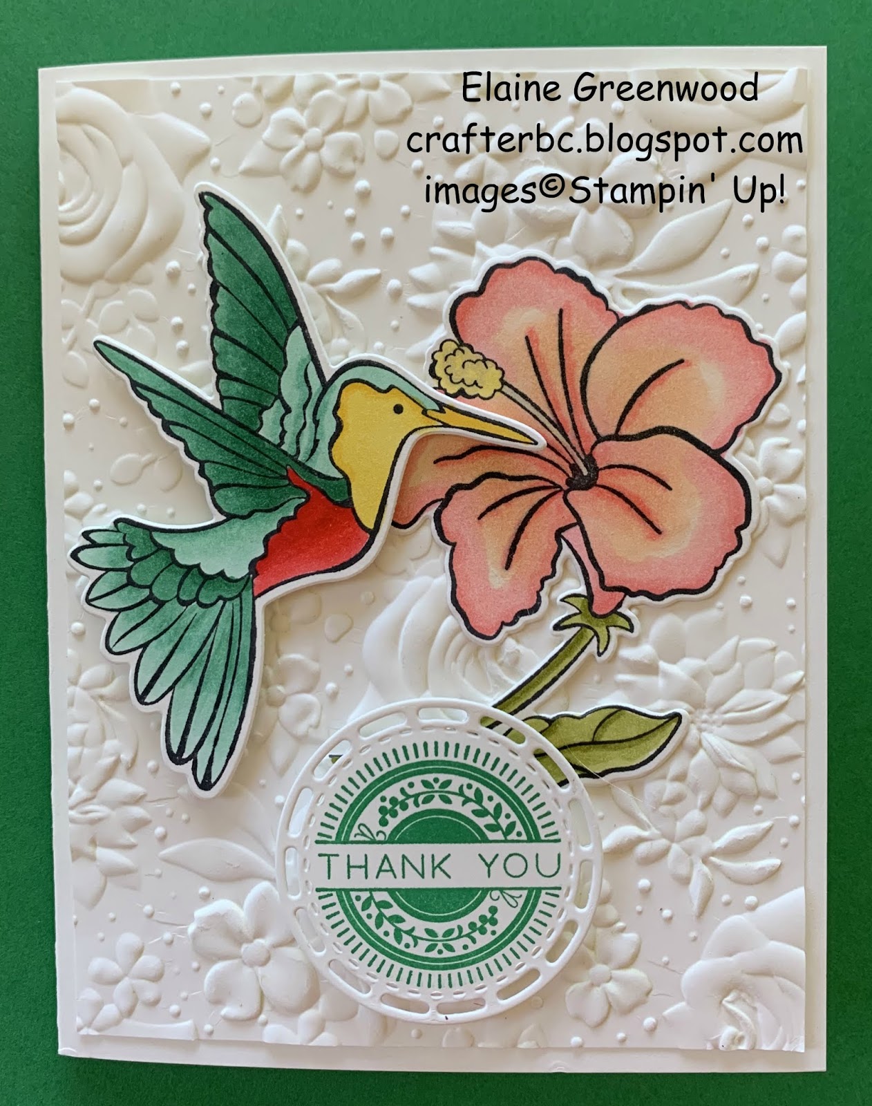 Elaine's Stamping Creations Thank you card using Humming Along Bundle