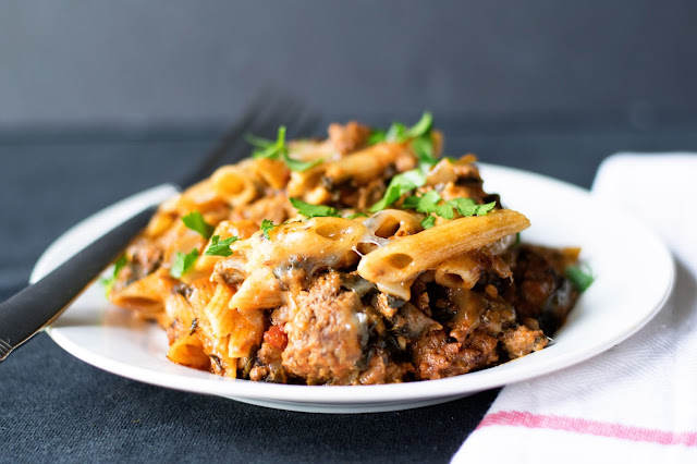 Cheesy-Beef-and-Spinach-Pasta-Bake
