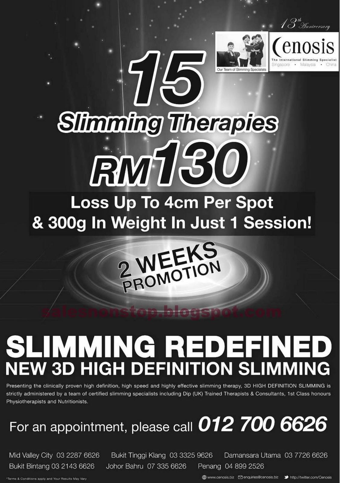 CENOSIS Slimming Therapies Promotion Offer | Sales nonstop