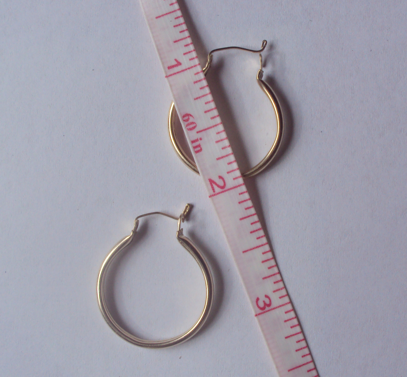 10K Real Solid Yellow Gold 1 inch Hoop Earring