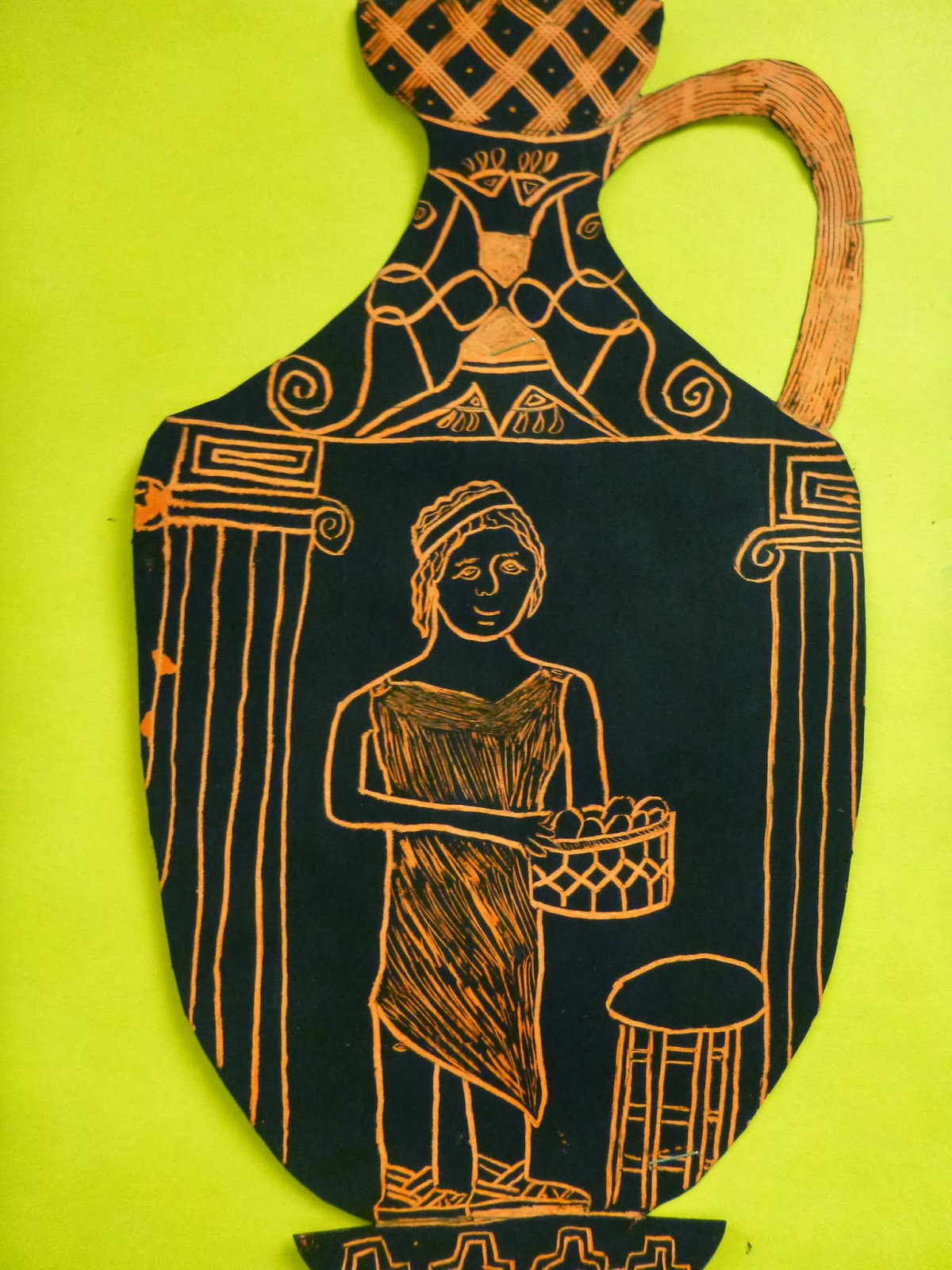 P. C. K. Art Room Greek Vase Scratchboard