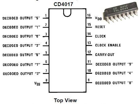 LED Knight Rider Using 4017 and 555 IC's - Schematic Board