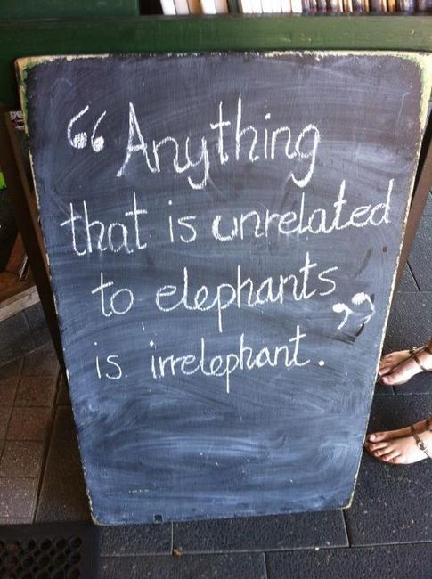 Anything That Is Unrelated To Elephants Is Irrelephant