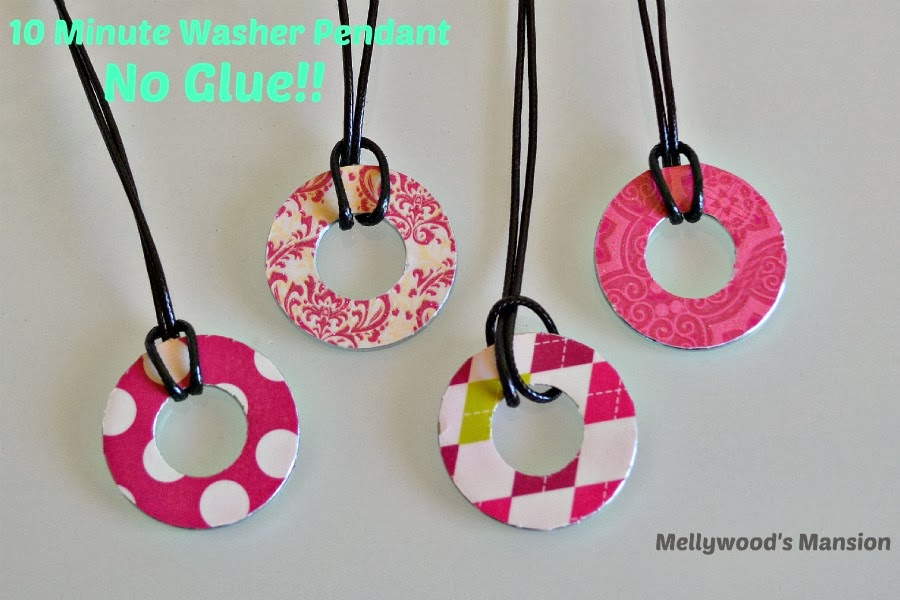 kids crafts-No Glue 10 minute quick craft Washer Pendant