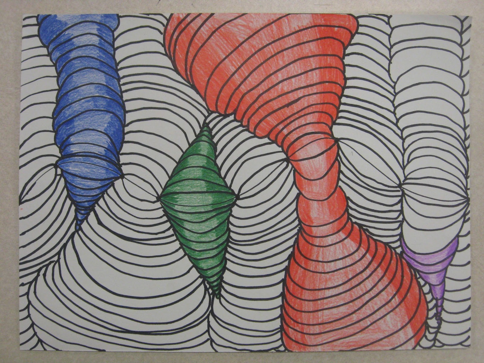 Miss Young's Art Room 3D Line Design with 5th Grade