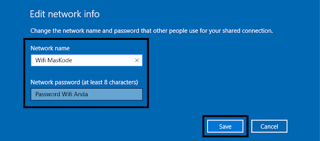 mengganti nama SSID dan password WiFi
