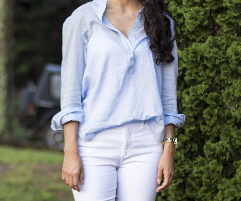 light blue button up shirt outfit