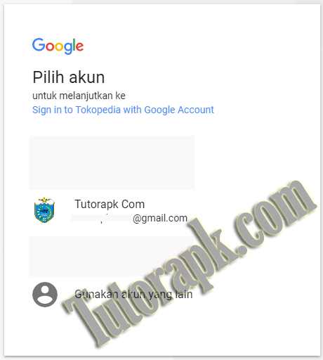Pendaftaran di tokopedia via email google