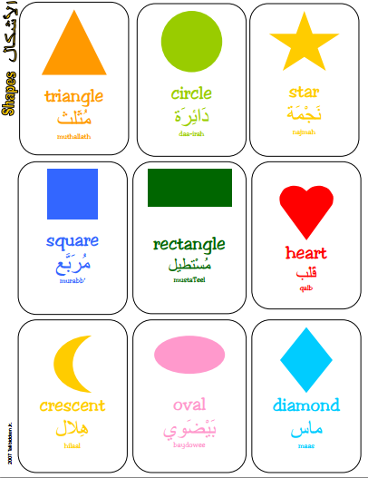 Arabic Shape Names Flashcards