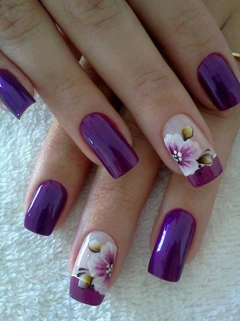 blue flower nail art design - Fashiontrends4everybody