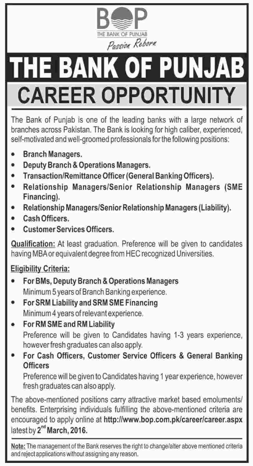 Government jobs in punjab banks