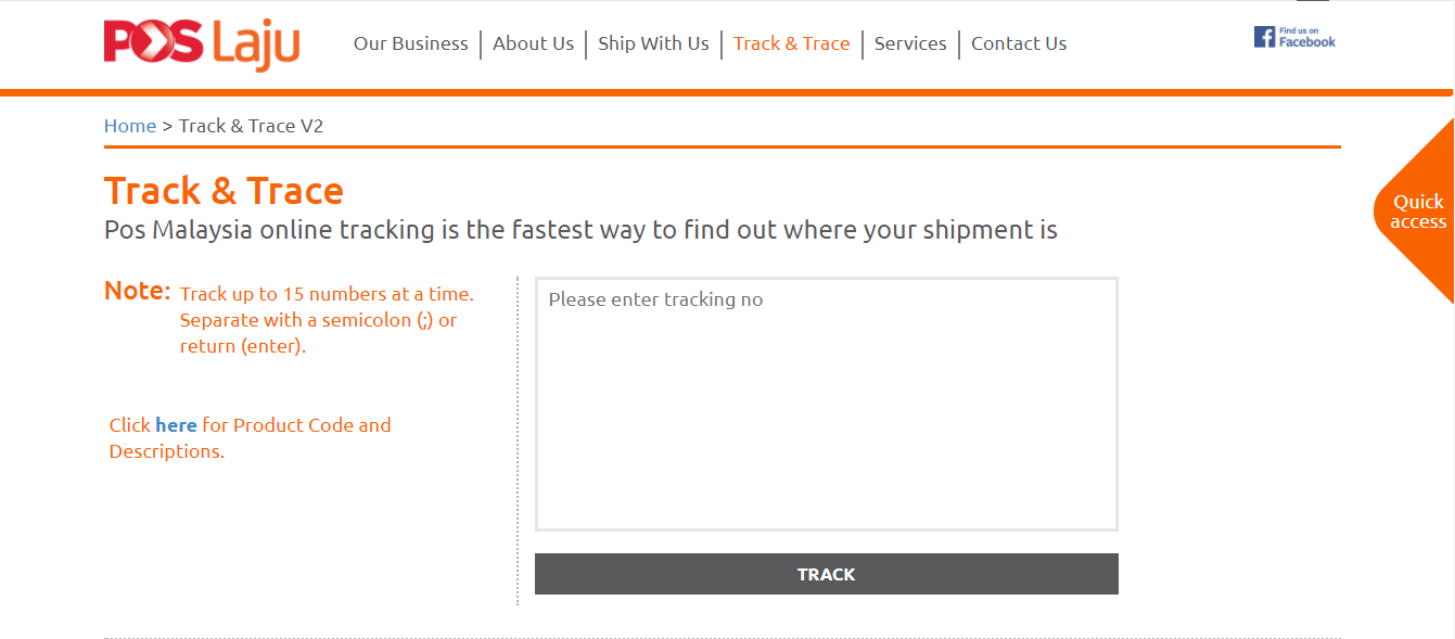 Poslaju tracking number format