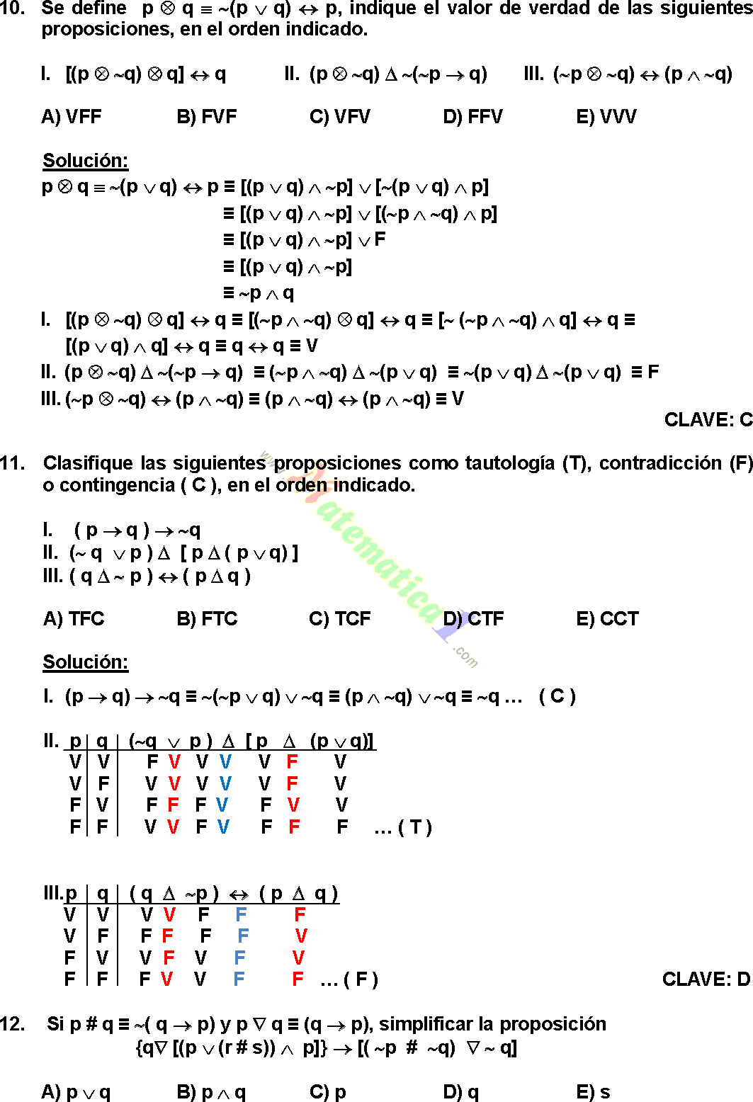 Logica Proposicional Ejercicios Resueltos De Nivel Preuniversitario Pdf