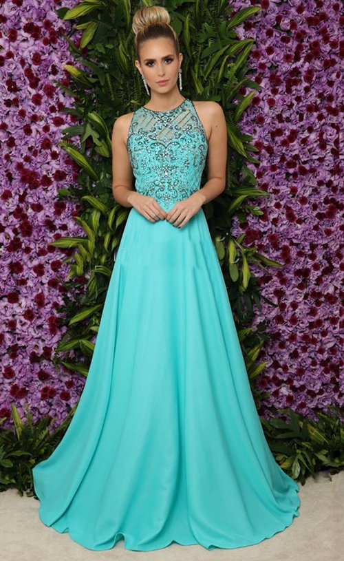 verde tiffany vestido longo