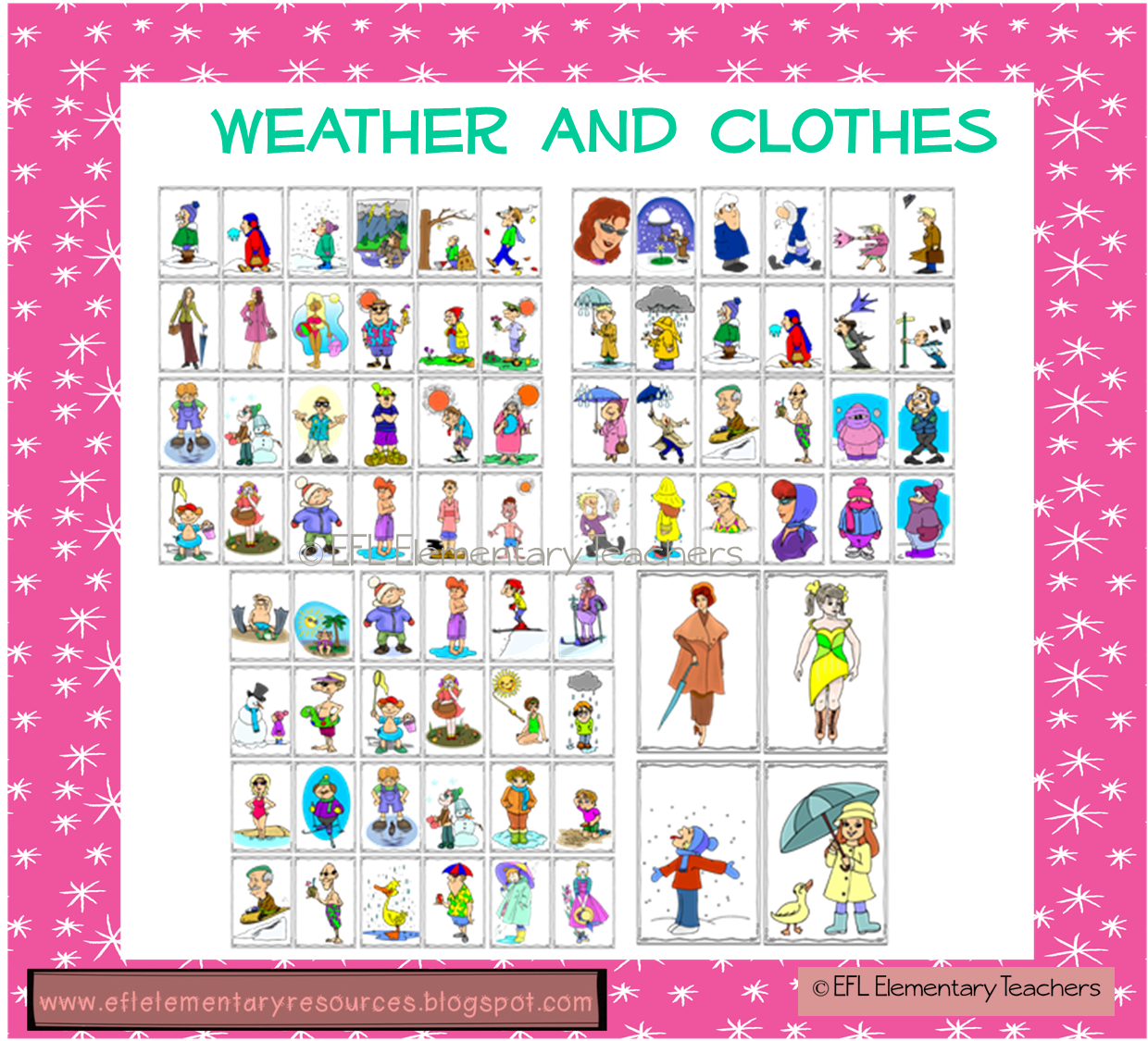 Efl Elementary Teachers Weather And Clothes Themes For The Esl