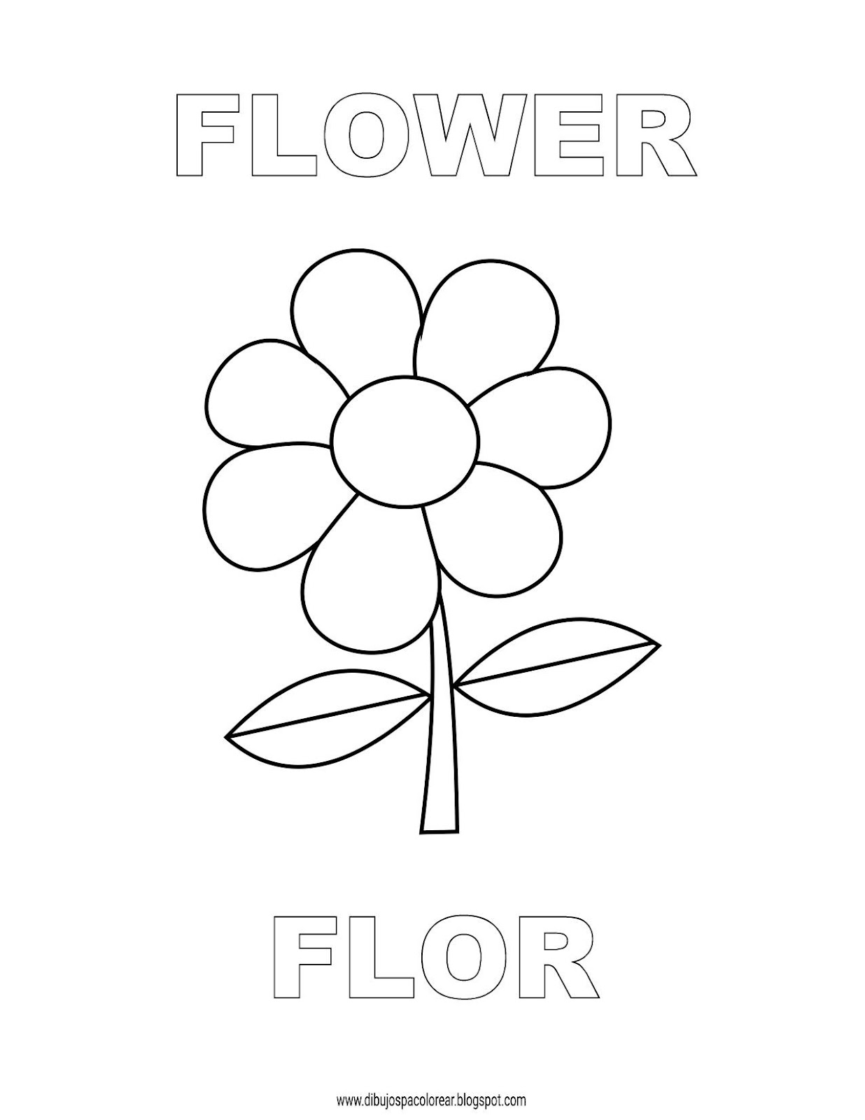 Dibujos Inglés - Español con F: Flor - Flower