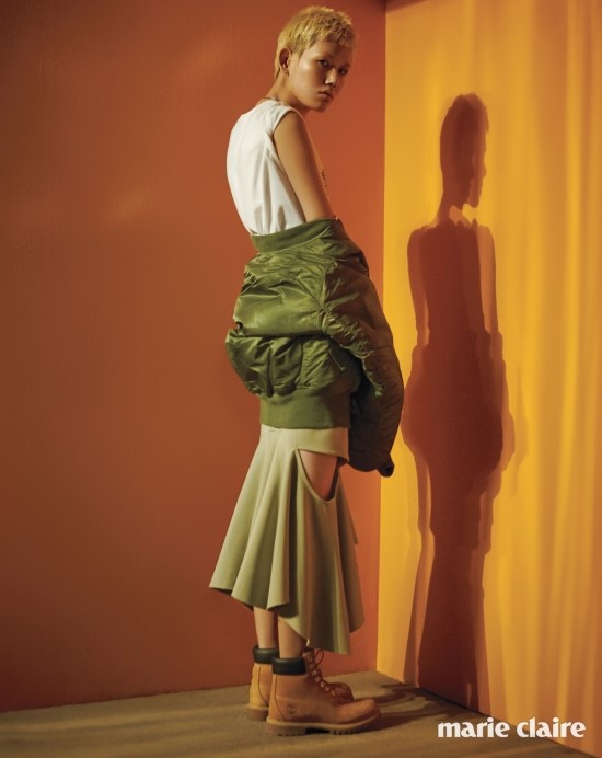 Marie Claire Korea January 2016, Lee Ji Resort 2016 Givenchy Mermaid Skirt Suit Editorials