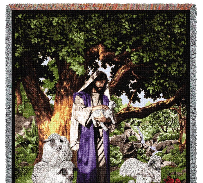 UniqueThrows4Less-Decorative throw blankets: Jesus, The Good Shepherd Tapestry Throw Blanket 