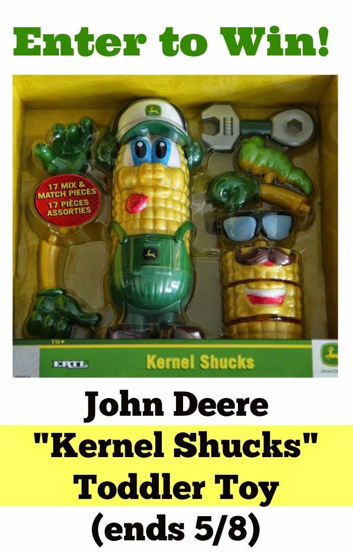 Enter to win the John Deere Kernel Shucks Toy Giveaway ends 5/8