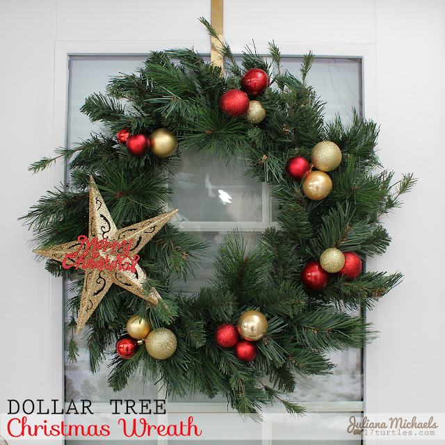 Dollar Tree Christmas Wreath and Garland by Juliana Michaels