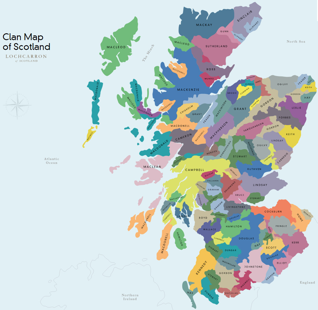 Clan Map of Scotland - Vivid Maps