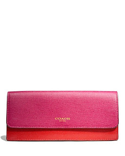 MyLilCoachStore: Coach Saffiano Soft Wallet in Colorblock Leather 49670