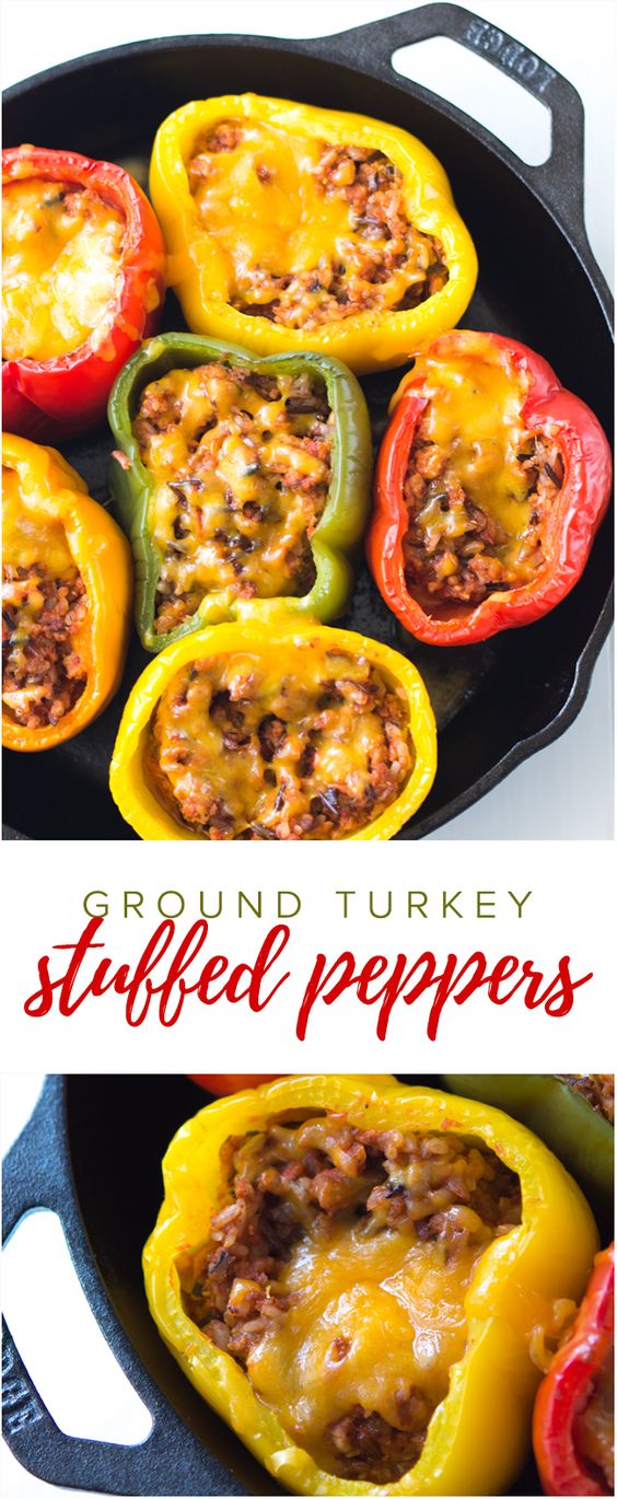 Ground Turkey Stuffed Peppers Recipe - This no-fuss stuffed peppers recipe is the perfect easy family dinner recipe. If you prefer ground…