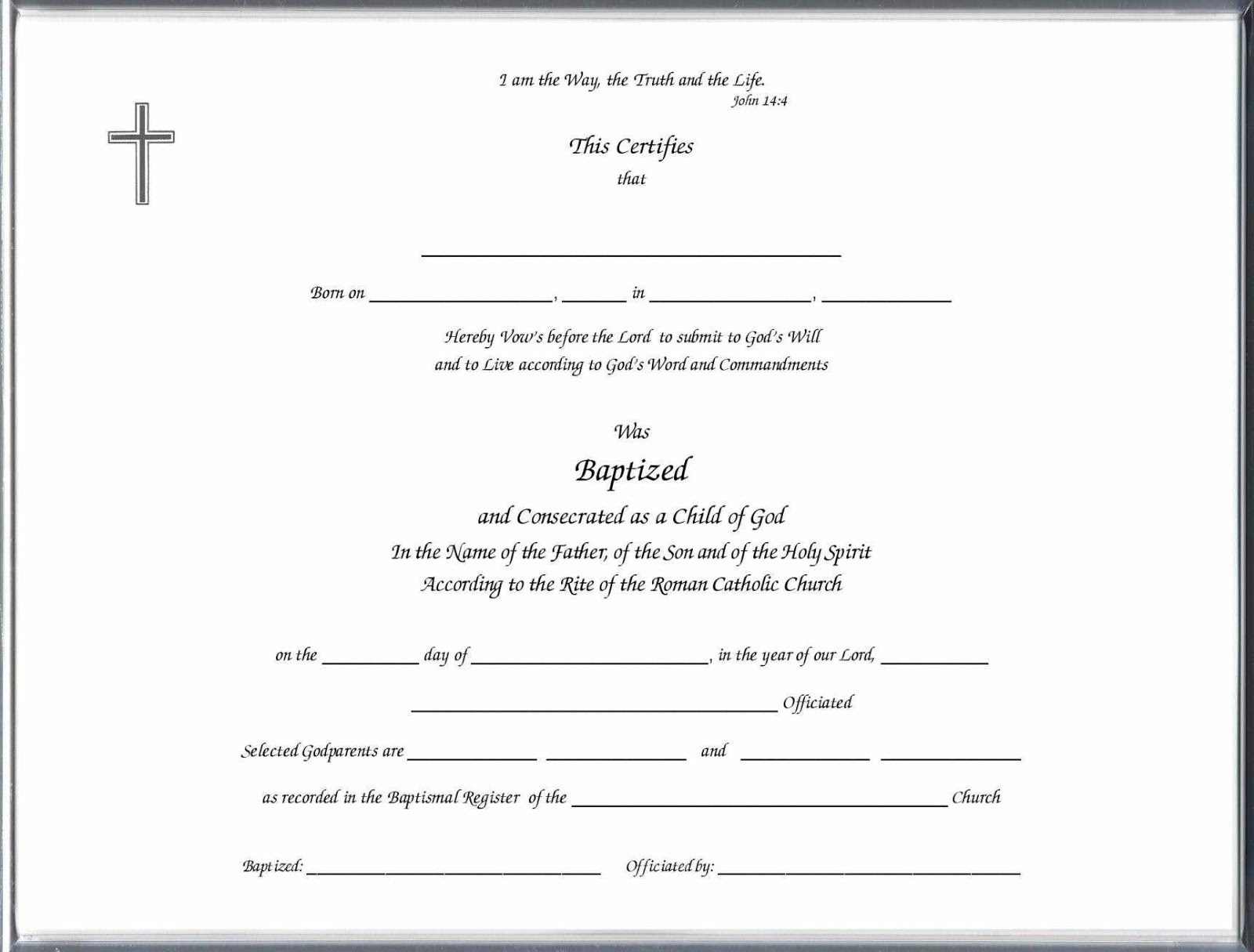 Baptism Certificate Template Free Sample Professionally Designed Templates