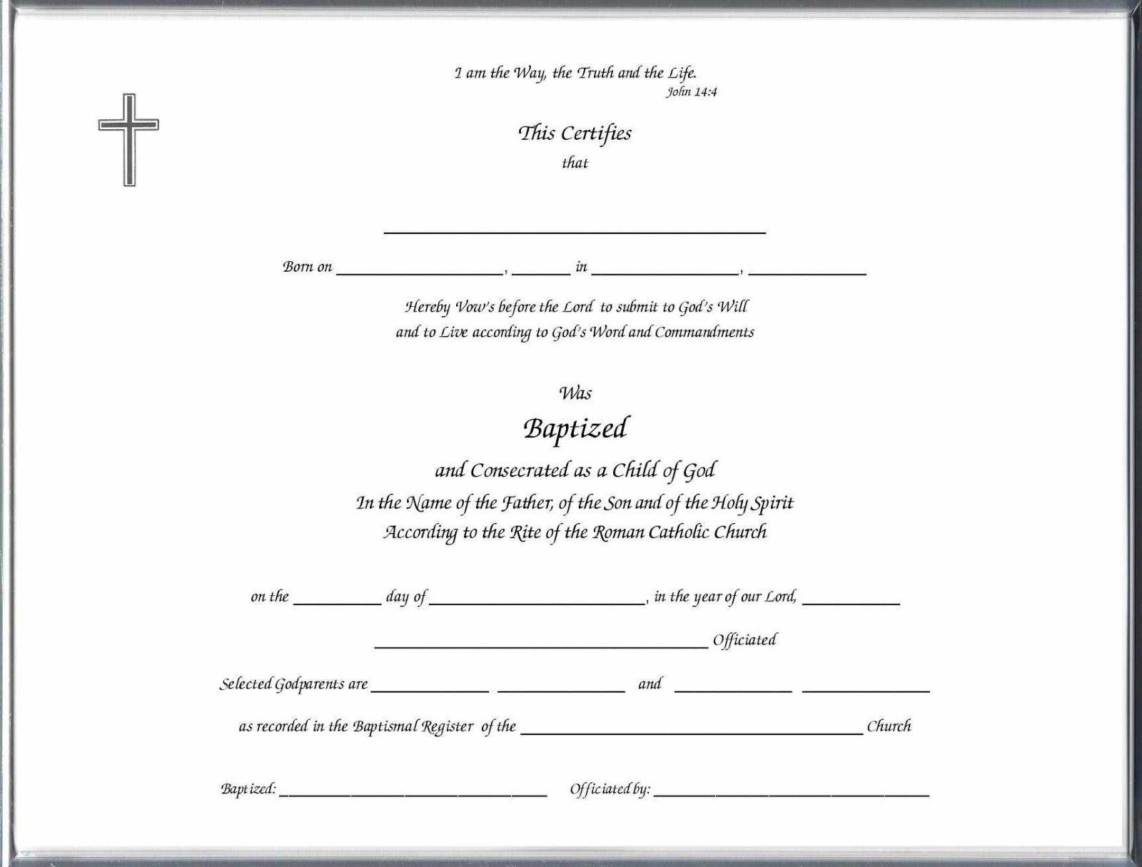 Baptism Certificate Template Free Sample Professionally Designed 