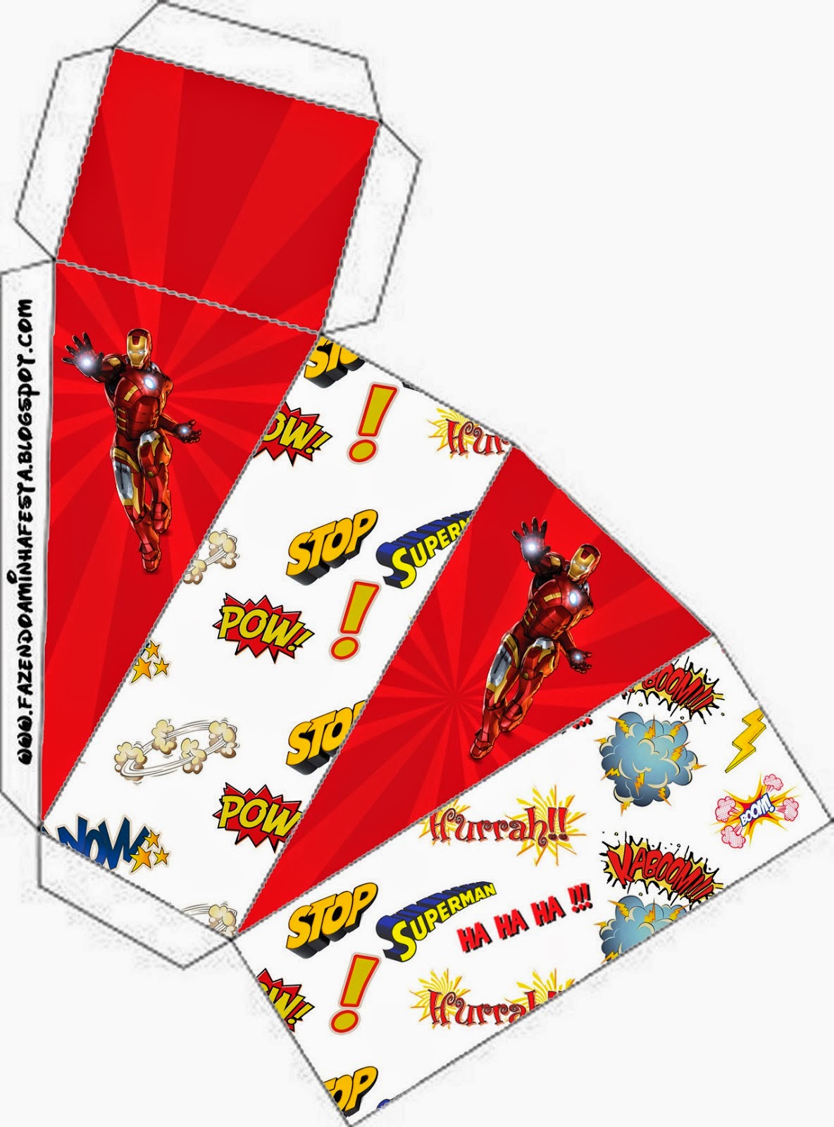 Iron Man: Cajas para Imprimir Gratis. Esta es para hacer la tarta de cajas.