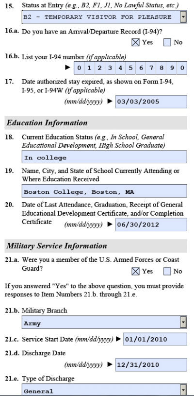Dreamers Are Us Completed Sample Uscis Form I 821d