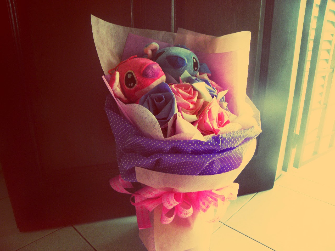 Angle and Stitch Couple Plush Toy Bouquet 安琪儿与史迪奇情侣花束公仔 Birthday