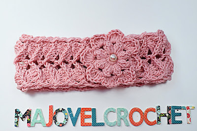 1 - Crochet IMAGEN Cinta para la cabeza rosa a crochet muy fÃ¡cil y sencillo. MAJOVEL CROCHET