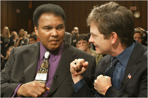 Muhammad Ali and Michael J. Fox