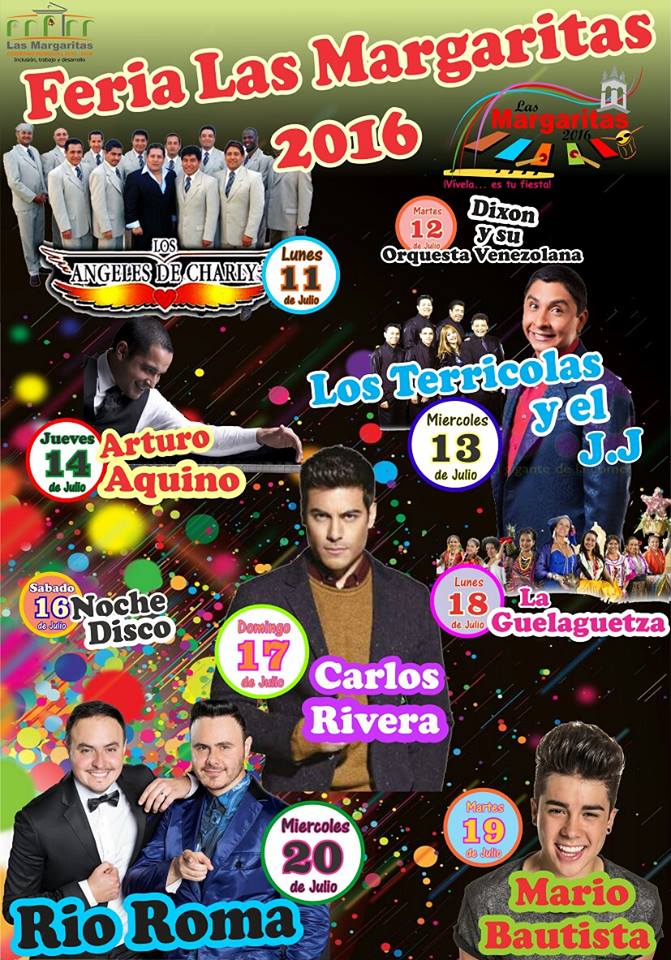 Aquí, la cartelera oficial "Feria Las Margaritas 2016"