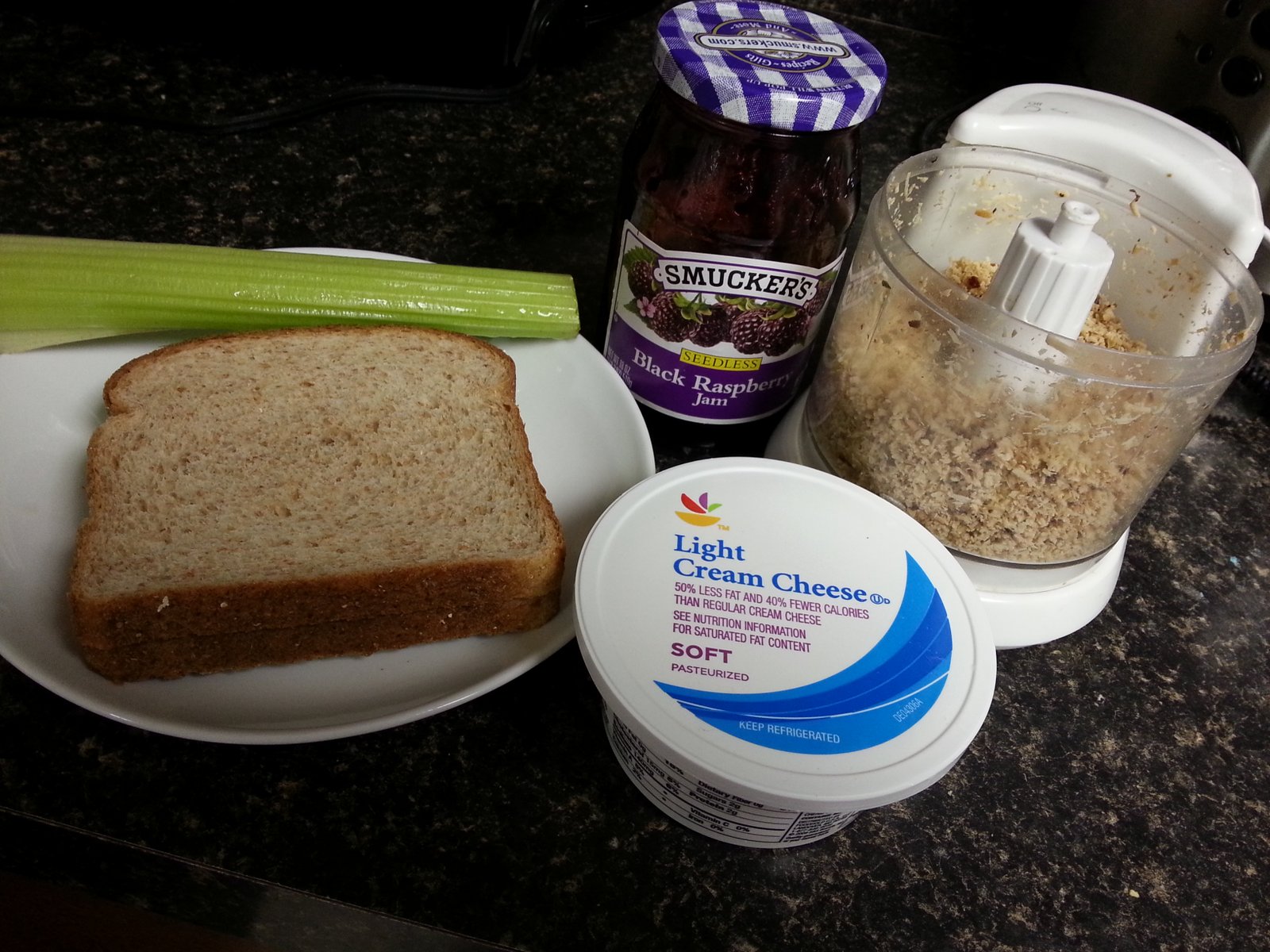 Chicken Sandwich with Cream CheeseCelery and Blueberry Jam
