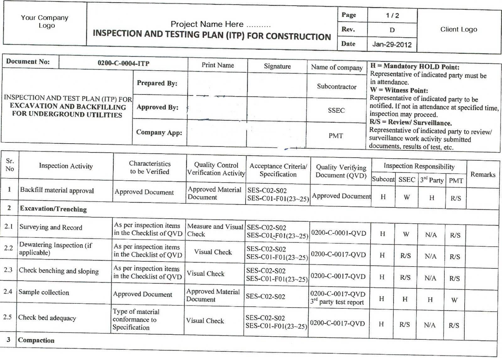 material assignment to inspection plan table