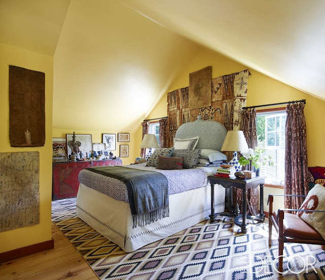 Collide with extreme global boho in textile designer’s country home - master bedroom bohohome.com @bohosusan