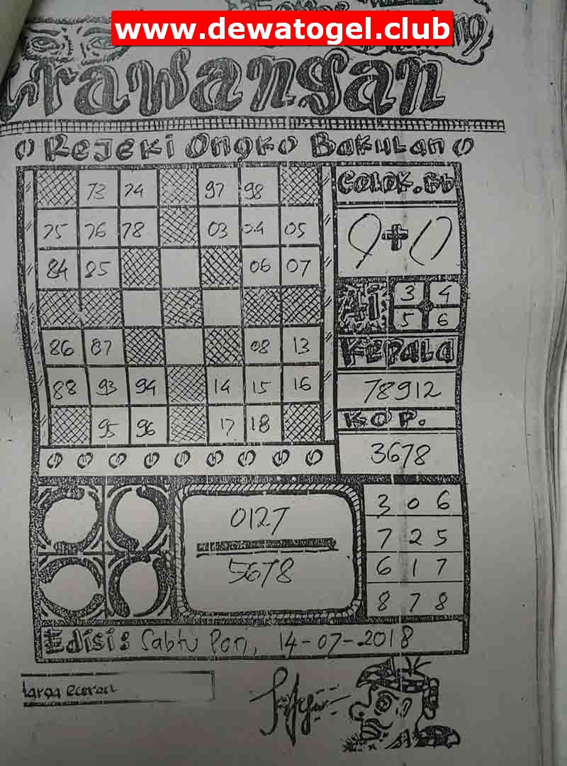 Prediksi Togel Singapura Sabtu 14 Juli 2018 Syair Kode Dewa Togel